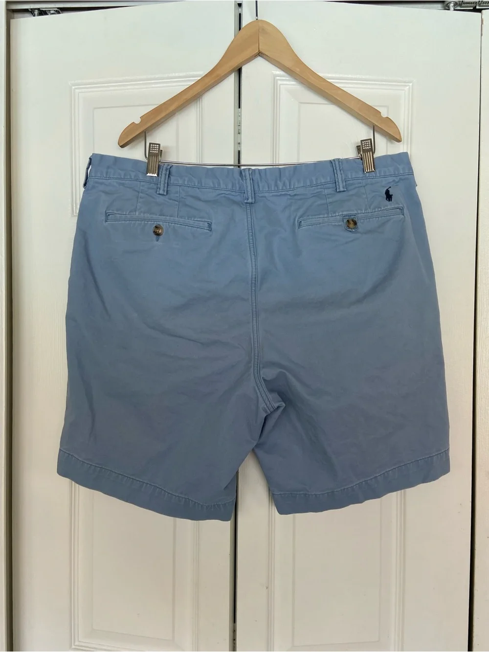 Polo by Ralph Lauren Light Blue Flat-Front Chino Shorts